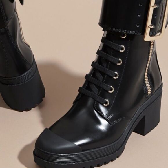 ❤️SOLD❤️🍀BURBERRY Scarcroft 50 Buckle-Accented Boots Size: IT 38 - Picture 3 of 8